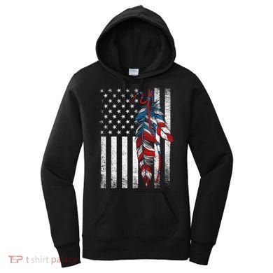 American Flag - Native Feather Month Indigenous Funny Gift Women's Hoodie