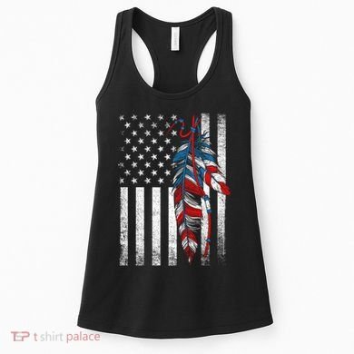 American Flag - Native Feather Month Indigenous Funny Gift Women's Tank Top