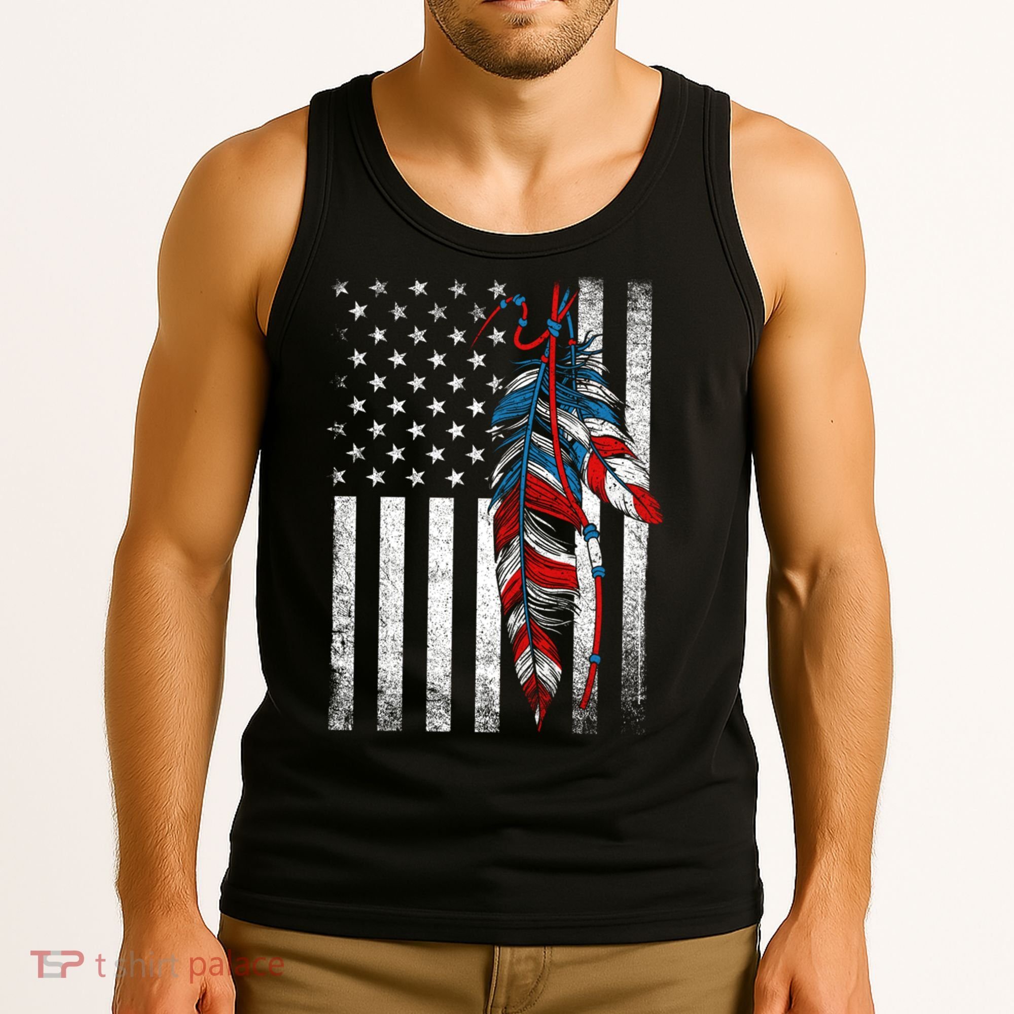 American Flag - Native Feather Month Indigenous Funny Gift Tank Top