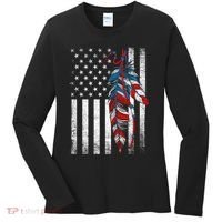 American Flag - Native Feather Month Indigenous Funny Gift Women's Long Sleeve Shirt thumb 0