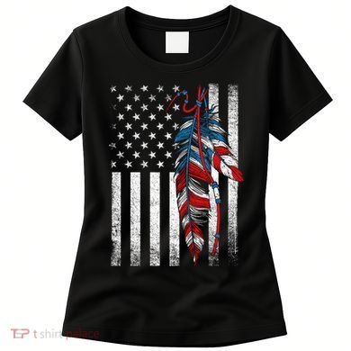 American Flag - Native Feather Month Indigenous Funny Gift Women's T-Shirt