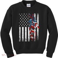 American Flag - Native Feather Month Indigenous Funny Gift Kids Sweatshirt thumb 0