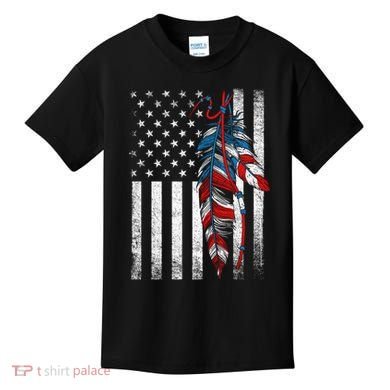 American Flag - Native Feather Month Indigenous Funny Gift Kids T-Shirt