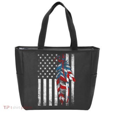 American Flag - Native Feather Month Indigenous Funny Gift Tote Bag