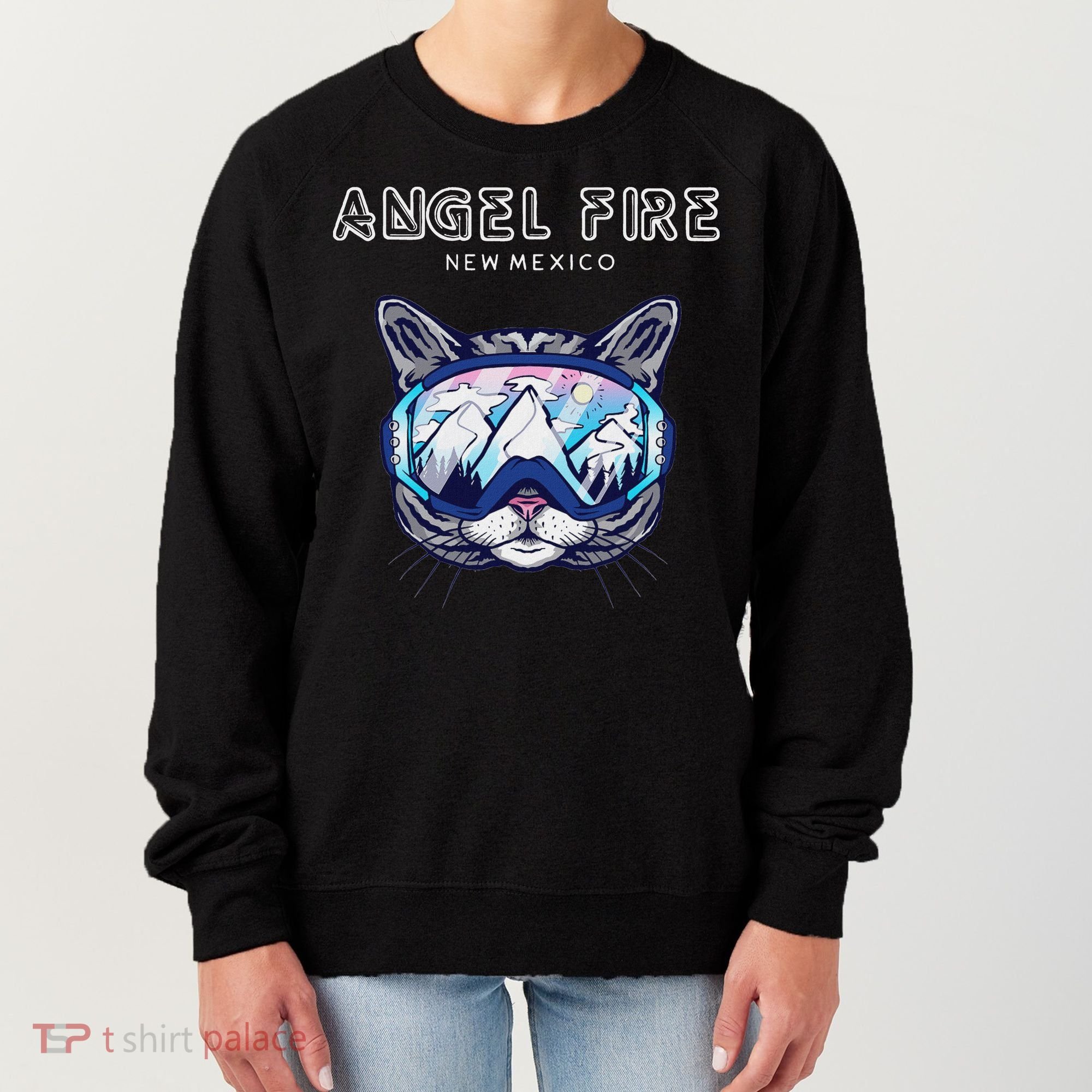 Angel Fire New Mexico Funny Cat Ski Googles Women's Sweatshirt
