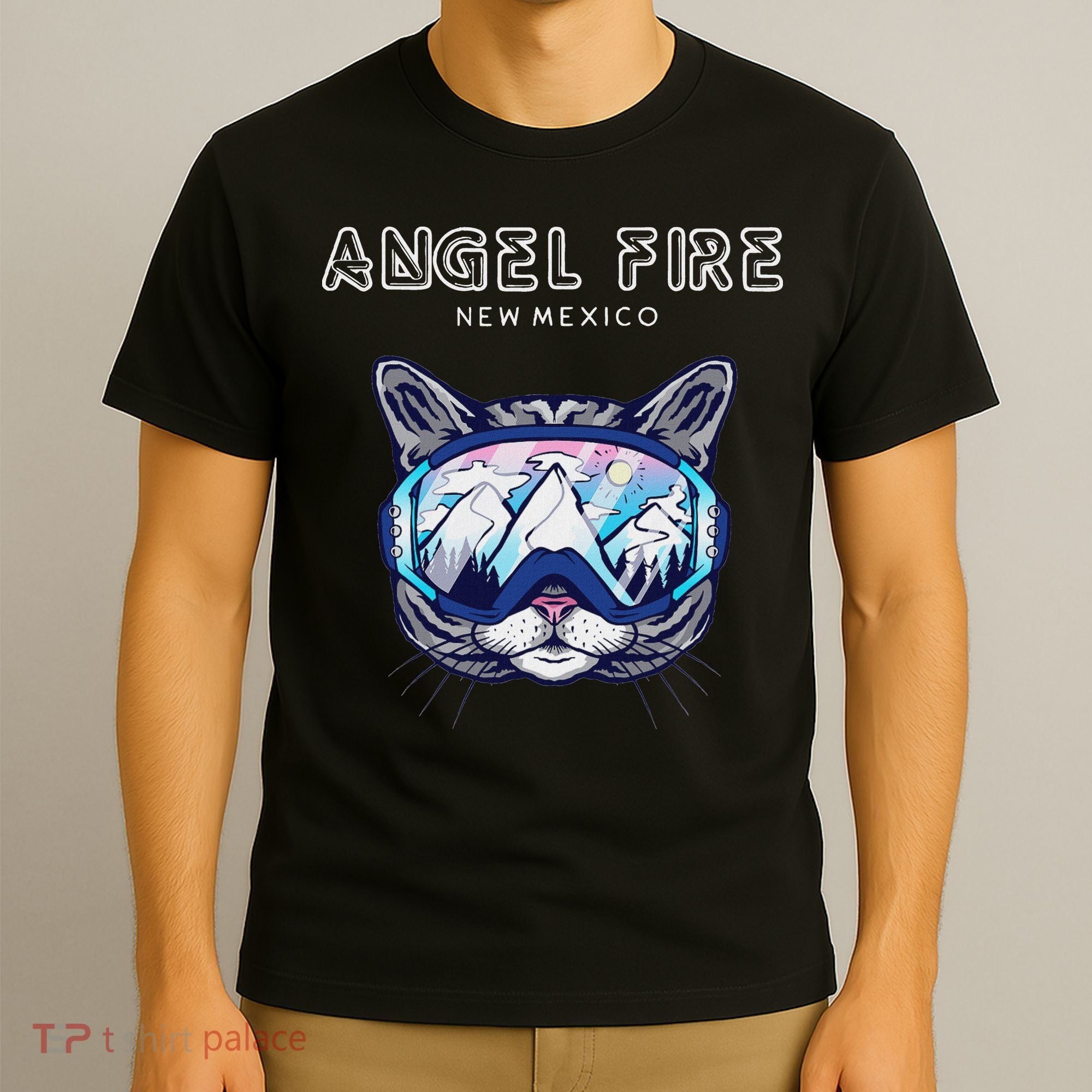 Angel Fire New Mexico Funny Cat Ski Googles T-Shirt