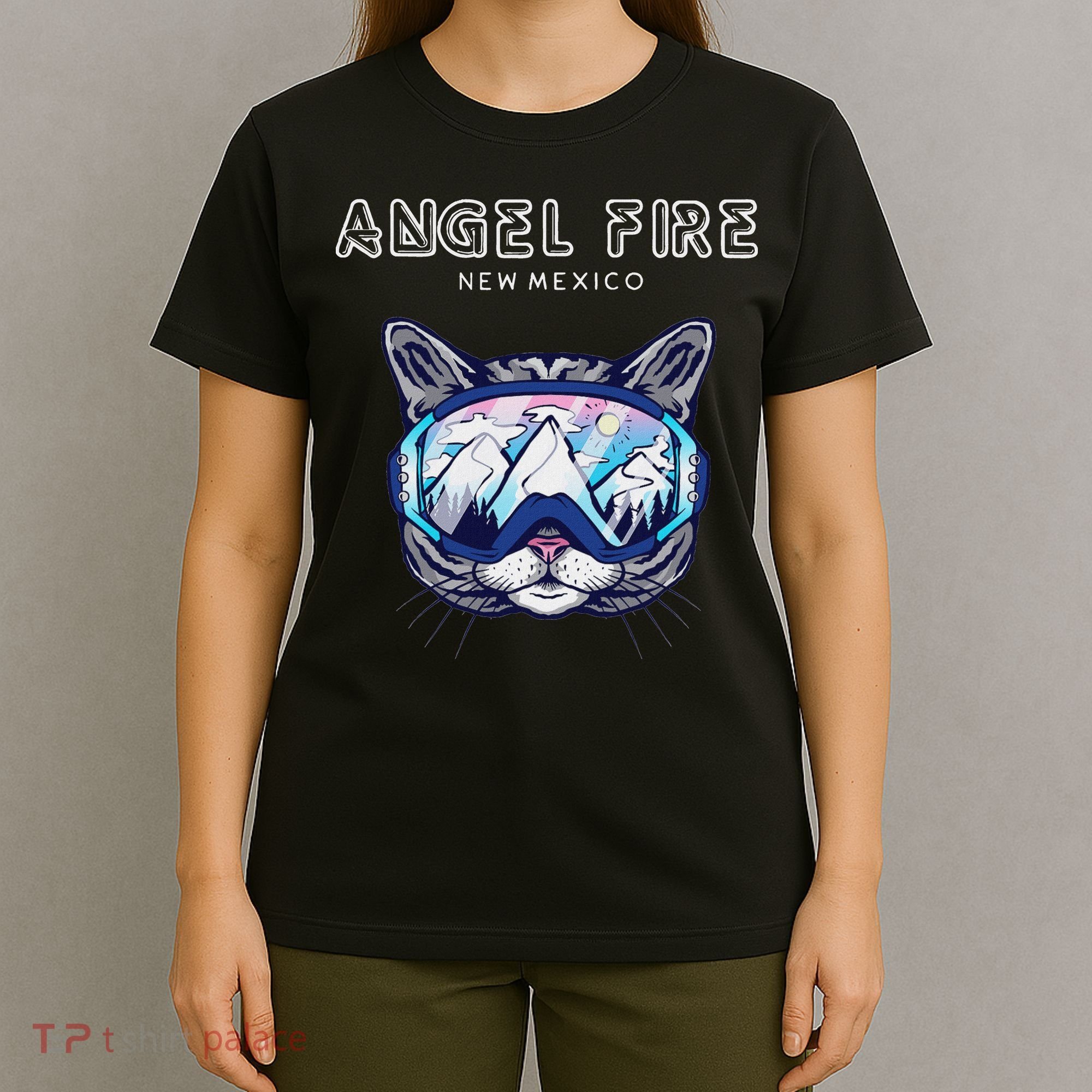 Angel Fire New Mexico Funny Cat Ski Googles T-Shirt