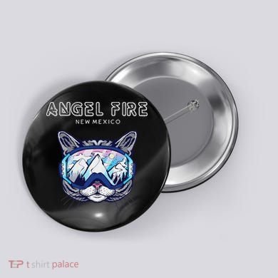 Angel Fire New Mexico Funny Cat Ski Googles Button