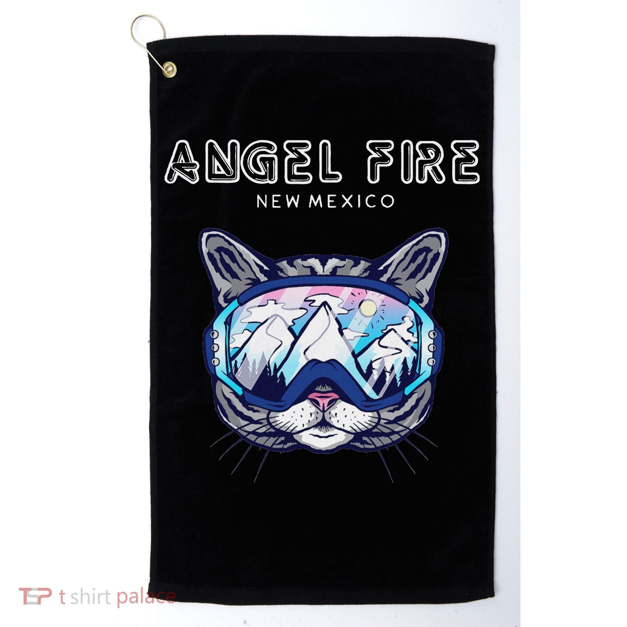 Angel Fire New Mexico Funny Cat Ski Googles Golf Towel