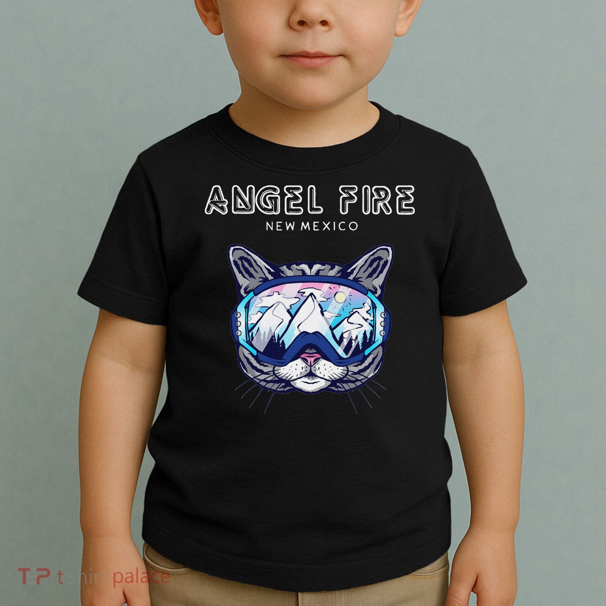 Angel Fire New Mexico Funny Cat Ski Googles Toddler T-Shirt
