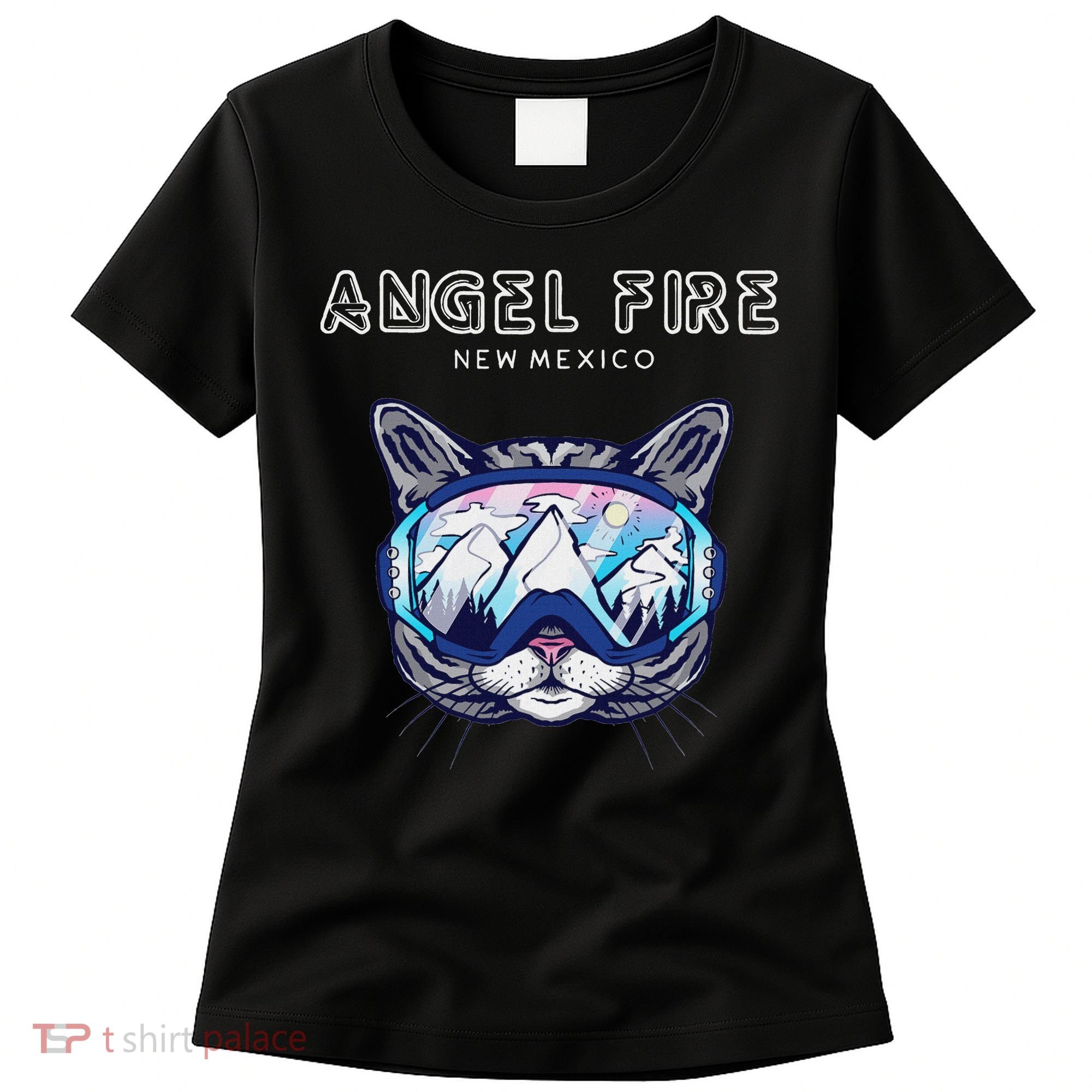 Angel Fire New Mexico Funny Cat Ski Googles Women's T-Shirt