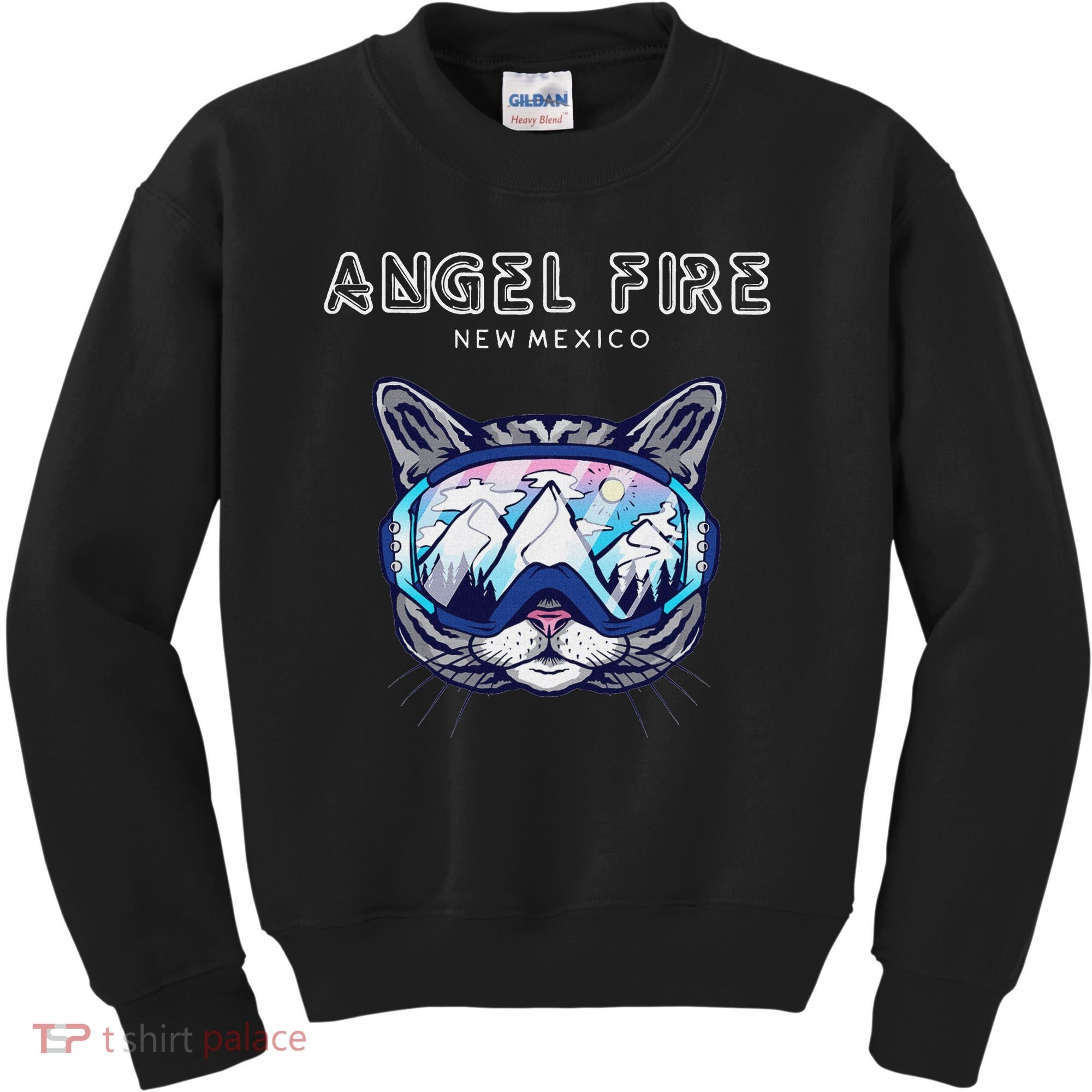 Angel Fire New Mexico Funny Cat Ski Googles Kids Sweatshirt