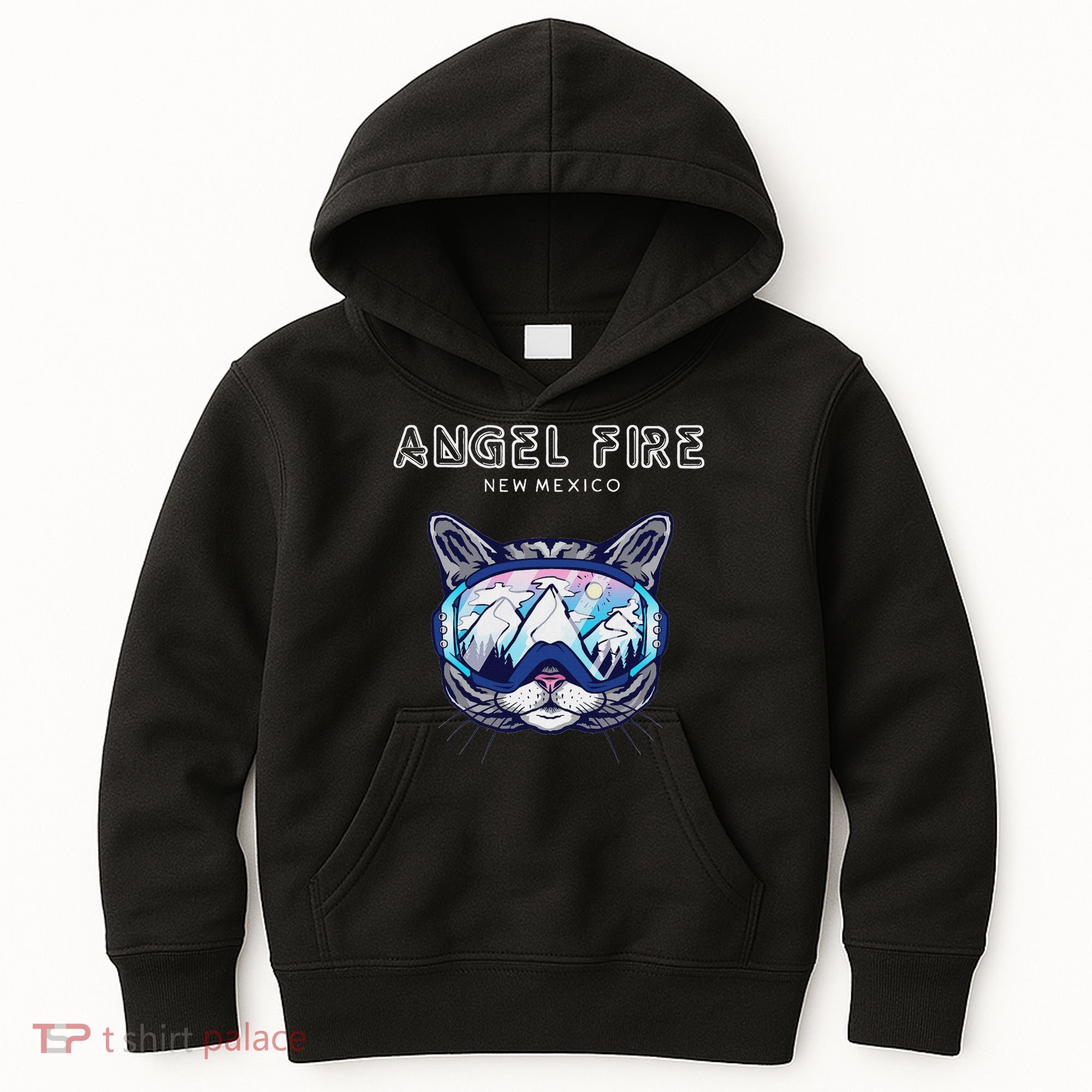 Angel Fire New Mexico Funny Cat Ski Googles Kids Hoodie