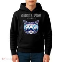 Angel Fire New Mexico Funny Cat Ski Googles Kids Hoodie thumb 4