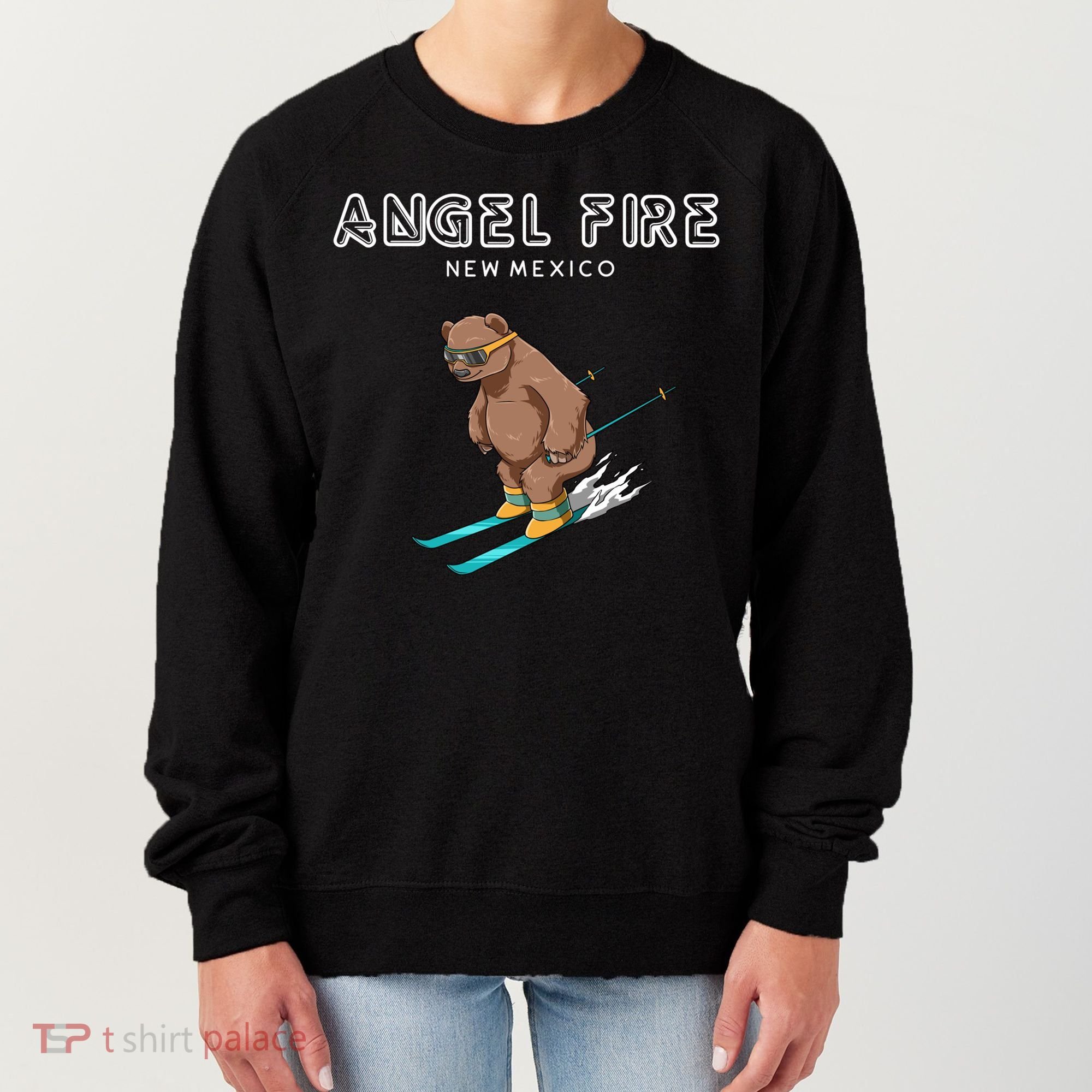 Angel Fire New Mexico Funny Ski Grizzly Bear Meaningful Gift Women's Sweatshirt