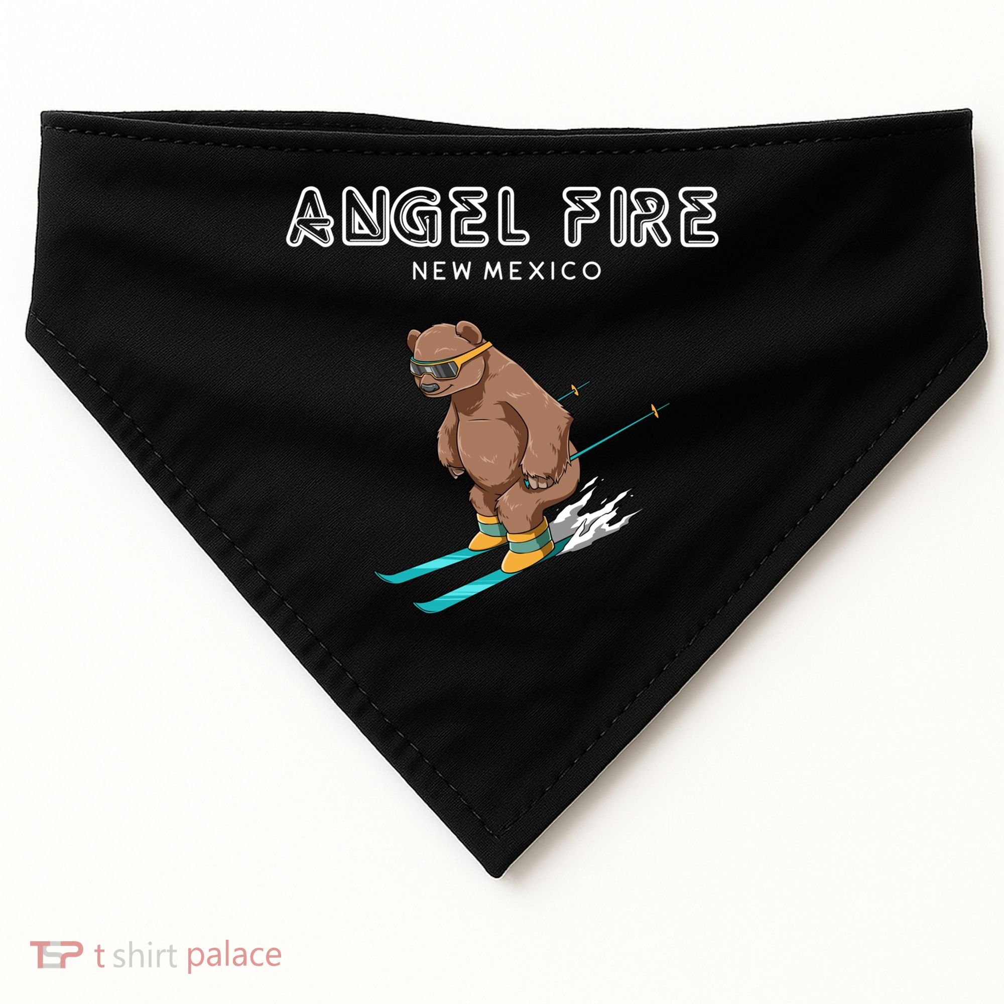Angel Fire New Mexico Funny Ski Grizzly Bear Meaningful Gift USA-Made Doggie Bandana