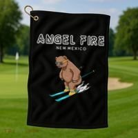 Angel Fire New Mexico Funny Ski Grizzly Bear Meaningful Gift Golf Towel thumb 1