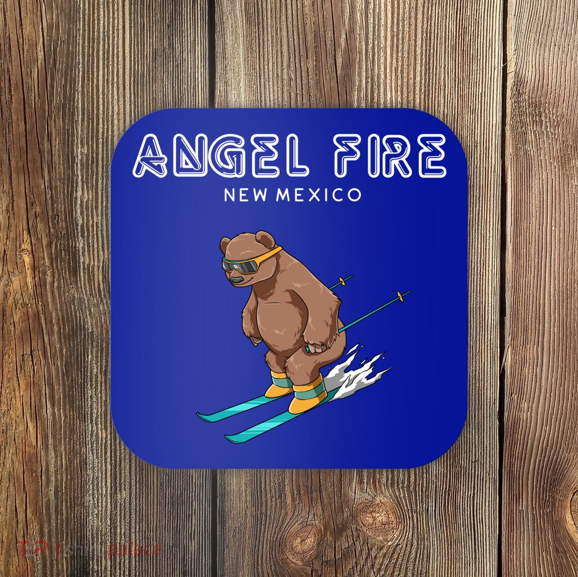 Angel Fire New Mexico Funny Ski Grizzly Bear Meaningful Gift Coaster