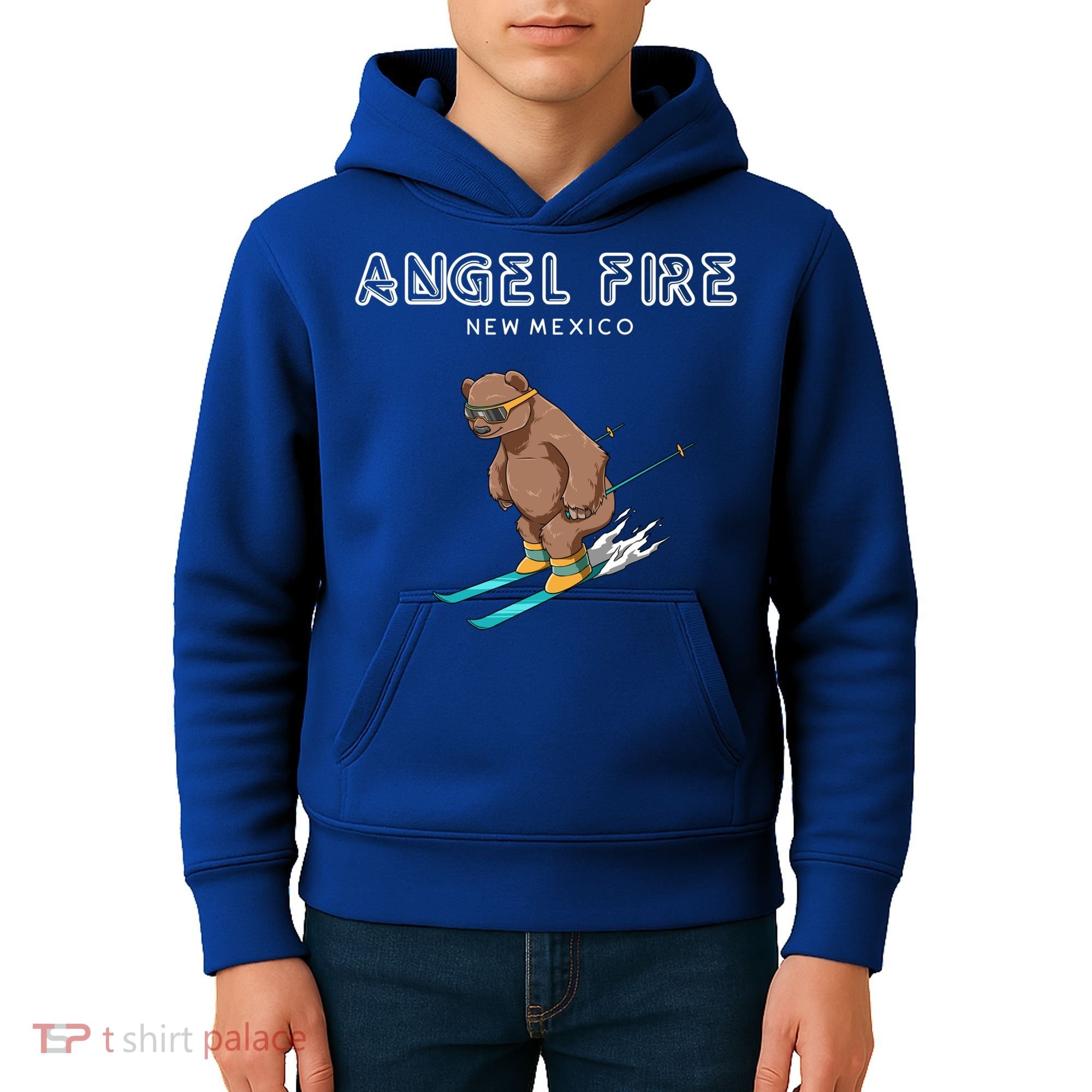 Angel Fire New Mexico Funny Ski Grizzly Bear Meaningful Gift Kids Hoodie