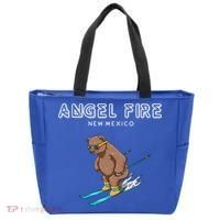Angel Fire New Mexico Funny Ski Grizzly Bear Meaningful Gift Tote Bag thumb 0