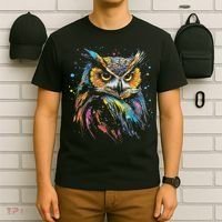 Artwork Fantasy Owl Bird T-Shirt thumb 6