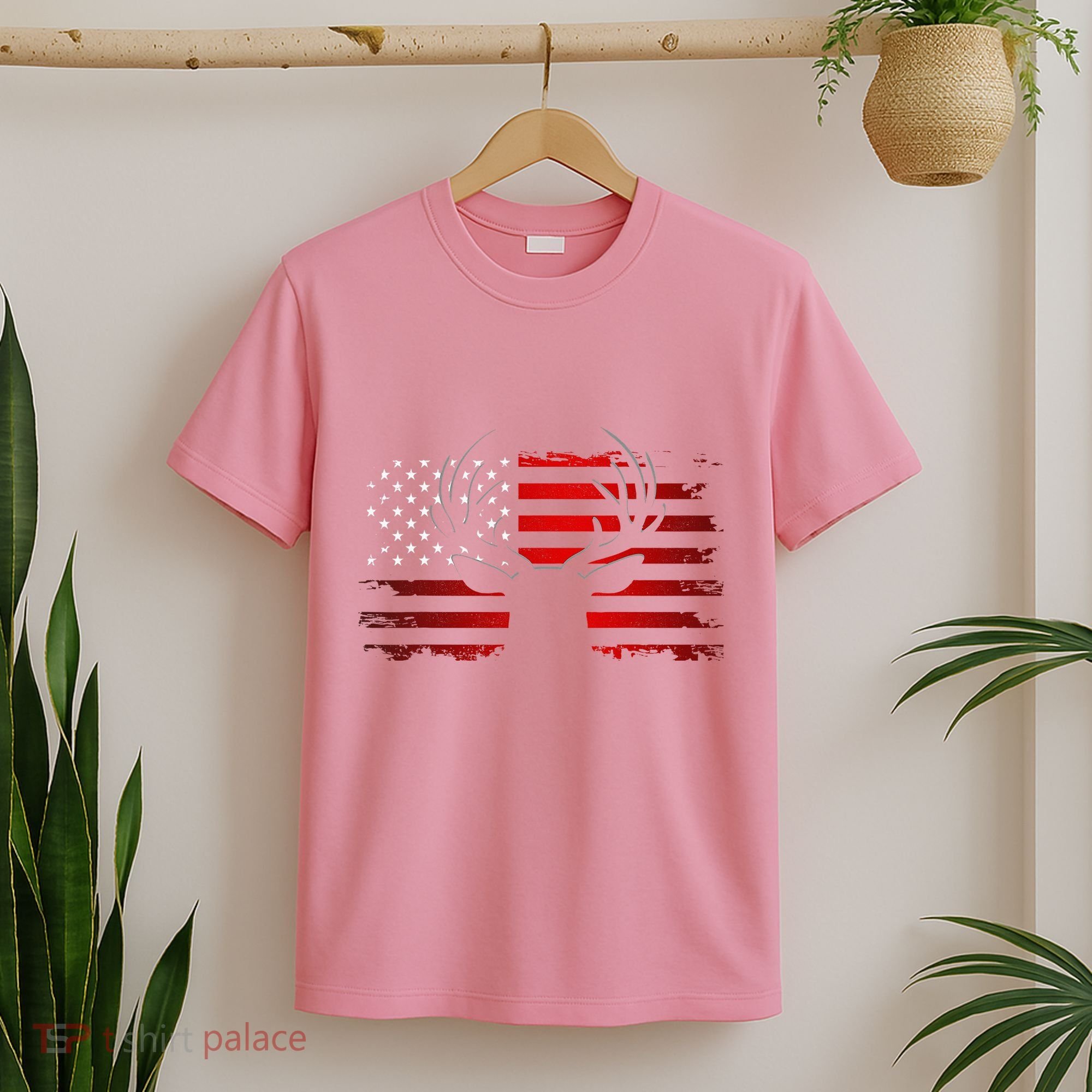 American Flag Outdoor Clothing Antlers Deer T-Shirt