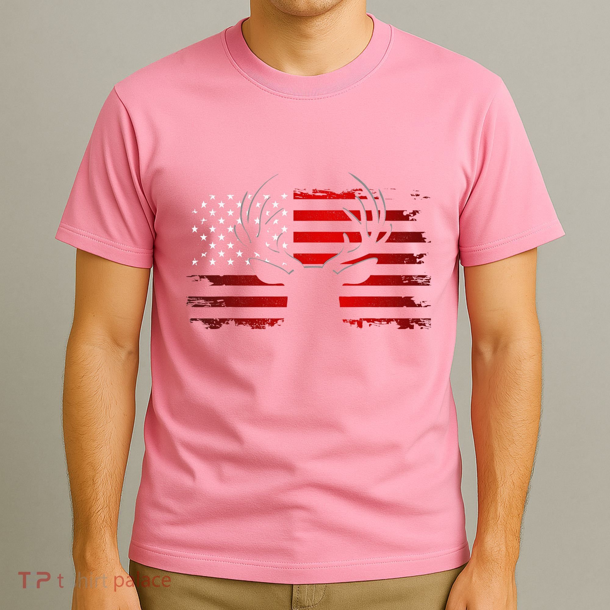 American Flag Outdoor Clothing Antlers Deer T-Shirt