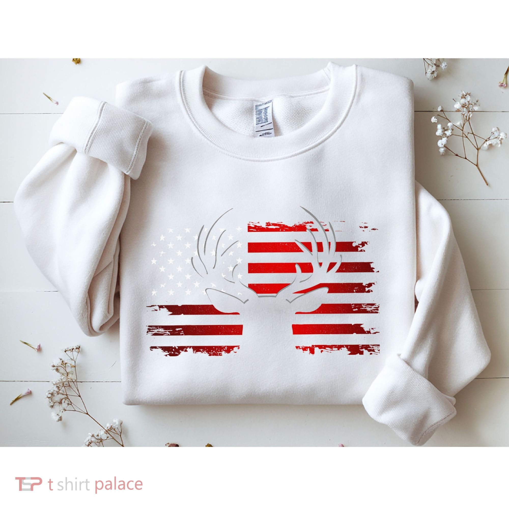 American Flag Outdoor Clothing Antlers Deer Sweatshirt