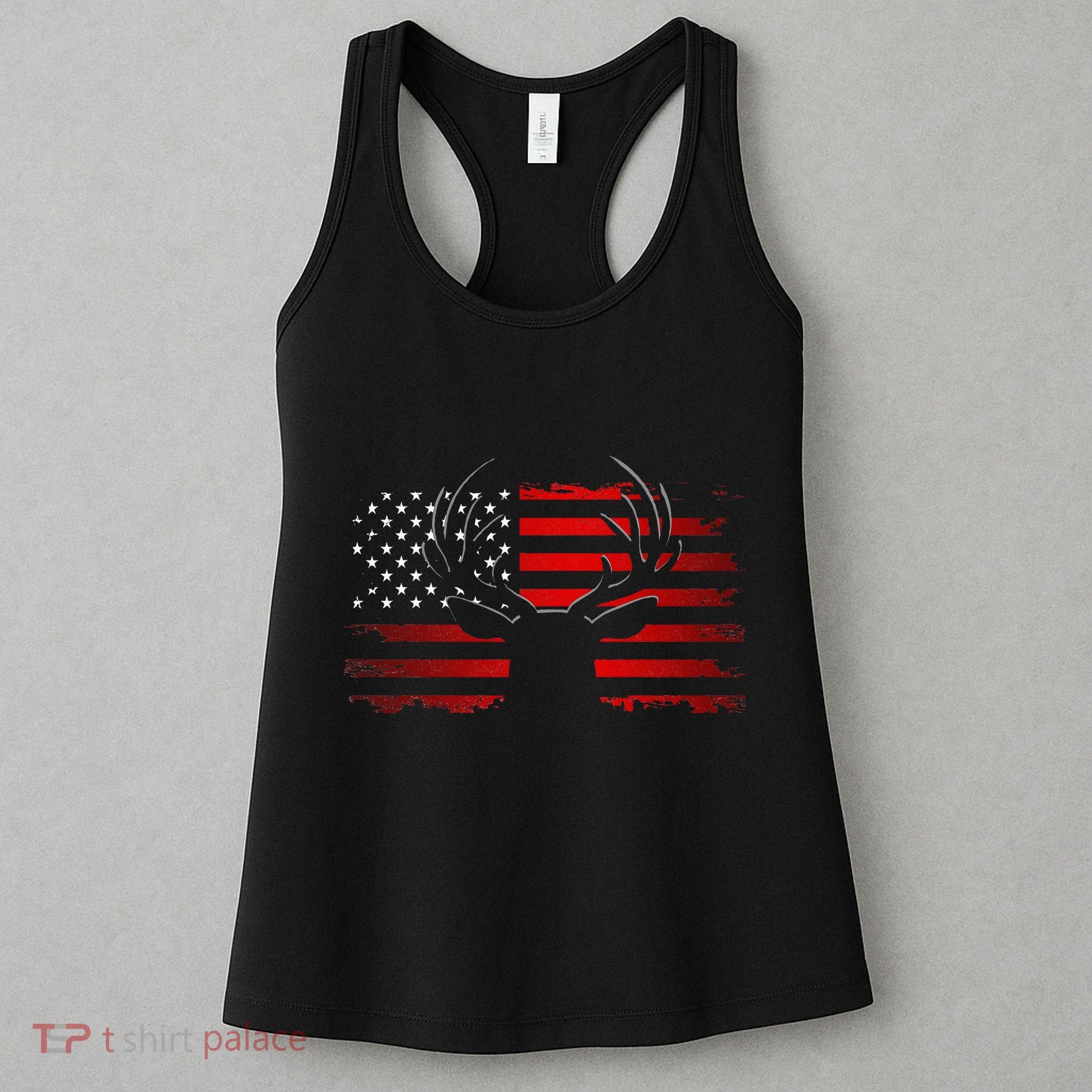 American Flag Outdoor Clothing Antlers Deer Women's Tank Top