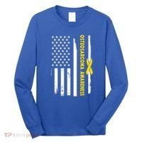 American Flag Osteosarcoma Awareness Wear Yellow Ribbon Usa Gift Long Sleeve Shirt thumb 0