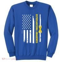 American Flag Osteosarcoma Awareness Wear Yellow Ribbon Usa Gift Sweatshirt thumb 0