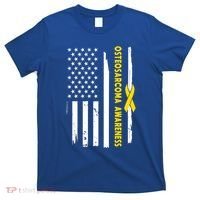 American Flag Osteosarcoma Awareness Wear Yellow Ribbon Usa Gift T-Shirt thumb 0