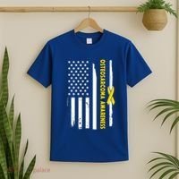 American Flag Osteosarcoma Awareness Wear Yellow Ribbon Usa Gift T-Shirt thumb 2