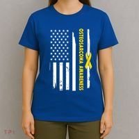 American Flag Osteosarcoma Awareness Wear Yellow Ribbon Usa Gift T-Shirt thumb 4