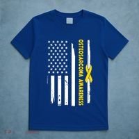 American Flag Osteosarcoma Awareness Wear Yellow Ribbon Usa Gift T-Shirt thumb 5