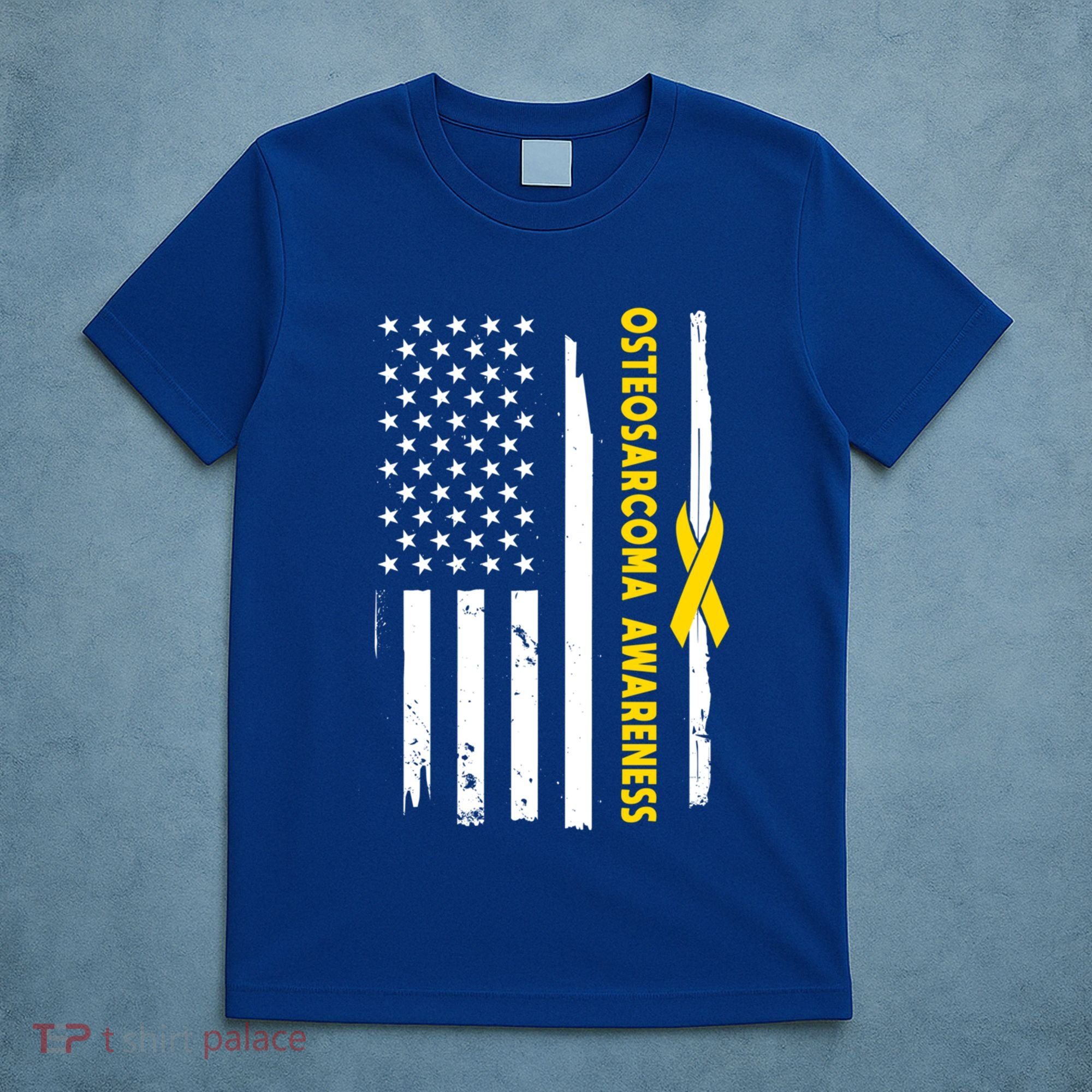 American Flag Osteosarcoma Awareness Wear Yellow Ribbon Usa Gift T-Shirt
