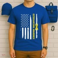 American Flag Osteosarcoma Awareness Wear Yellow Ribbon Usa Gift T-Shirt thumb 6