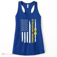American Flag Osteosarcoma Awareness Wear Yellow Ribbon Usa Gift Women's Tank Top thumb 0