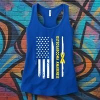 American Flag Osteosarcoma Awareness Wear Yellow Ribbon Usa Gift Women's Tank Top thumb 3