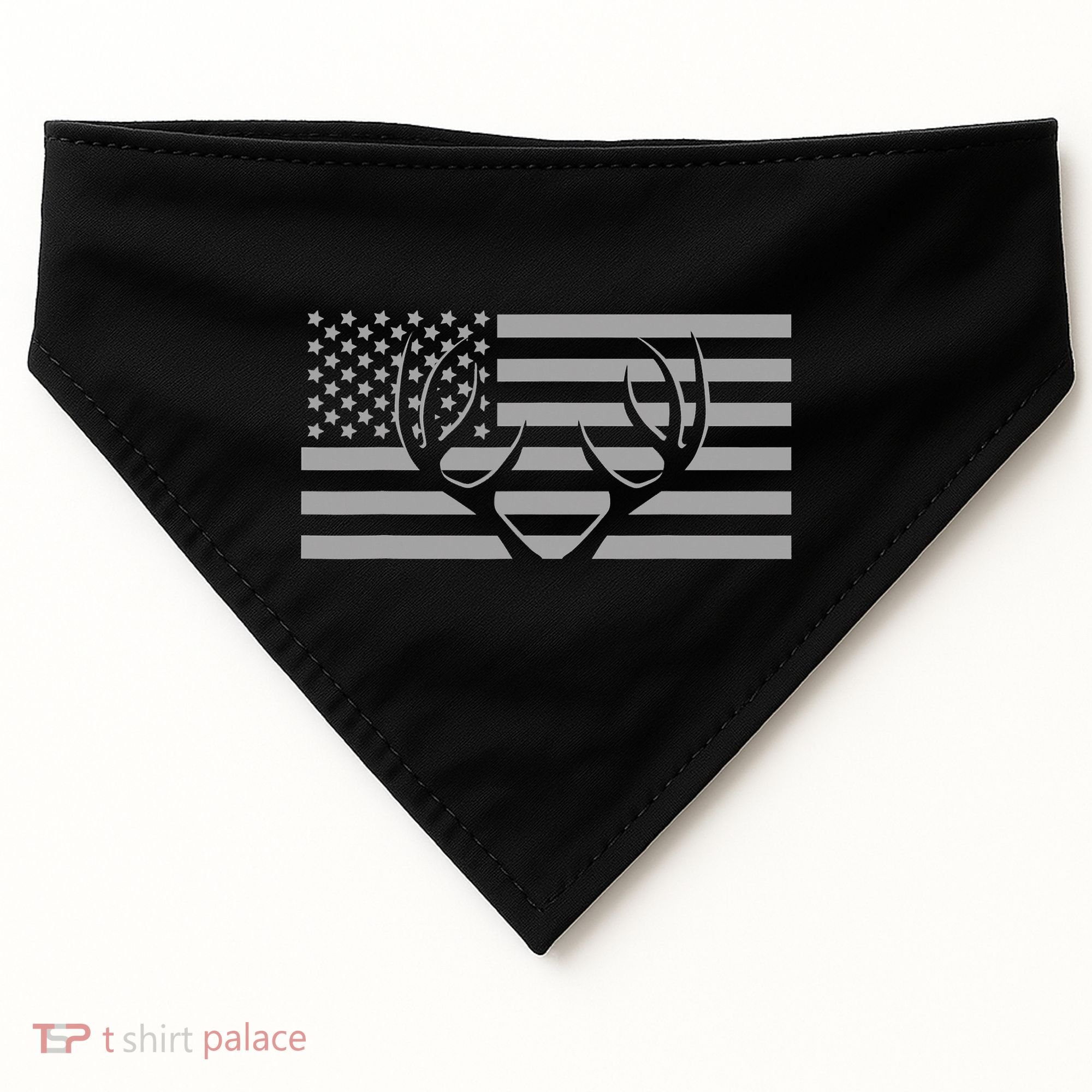 American Flag Outdoor Antlers Deer USA-Made Doggie Bandana