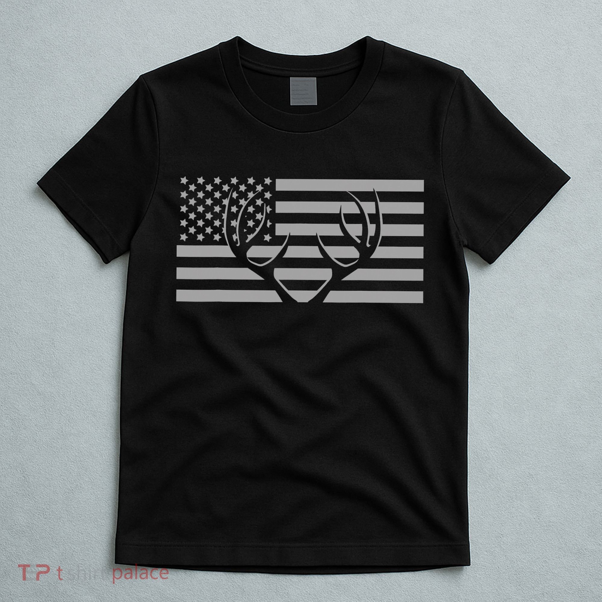 American Flag Outdoor Antlers Deer T-Shirt