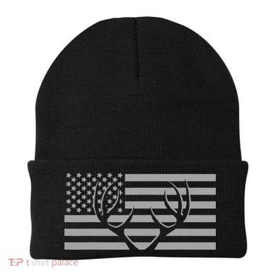American Flag Outdoor Antlers Deer Beanie