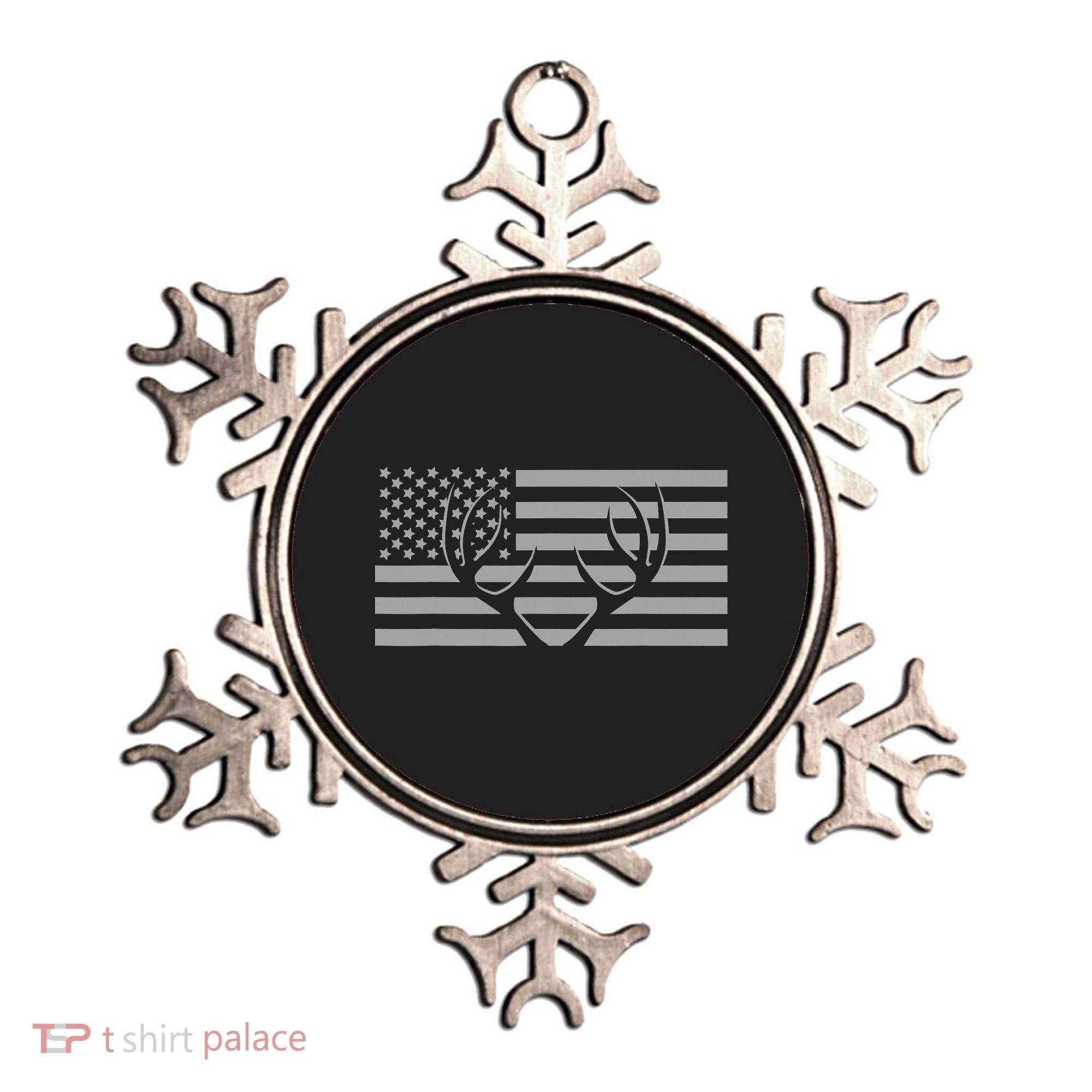 American Flag Outdoor Antlers Deer Ornament