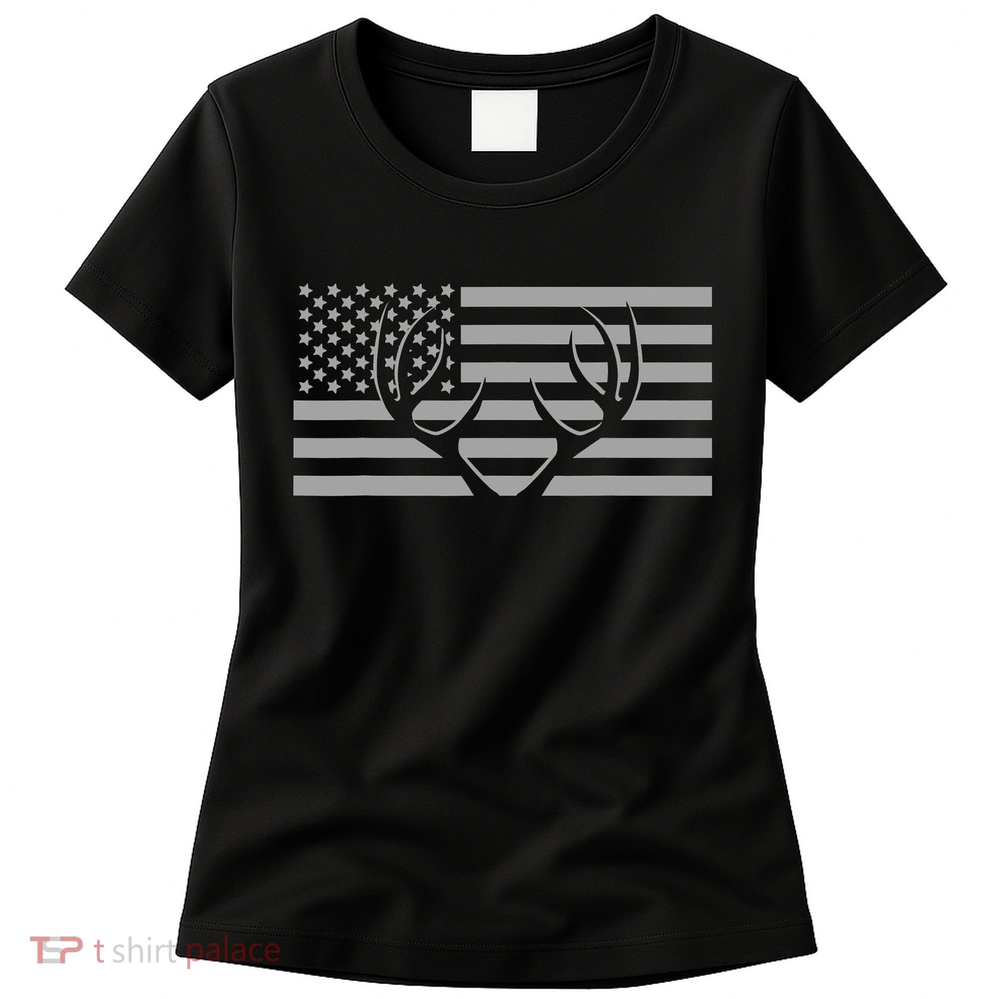 American Flag Outdoor Antlers Deer Women's T-Shirt