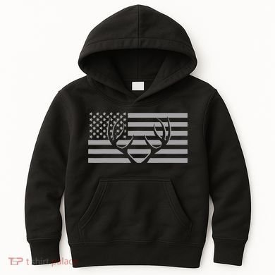 American Flag Outdoor Antlers Deer Kids Hoodie