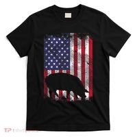 American Flag Pig Vintage Farm Animal Patriotic Farmer Gift T-Shirt thumb 0