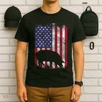American Flag Pig Vintage Farm Animal Patriotic Farmer Gift T-Shirt thumb 6