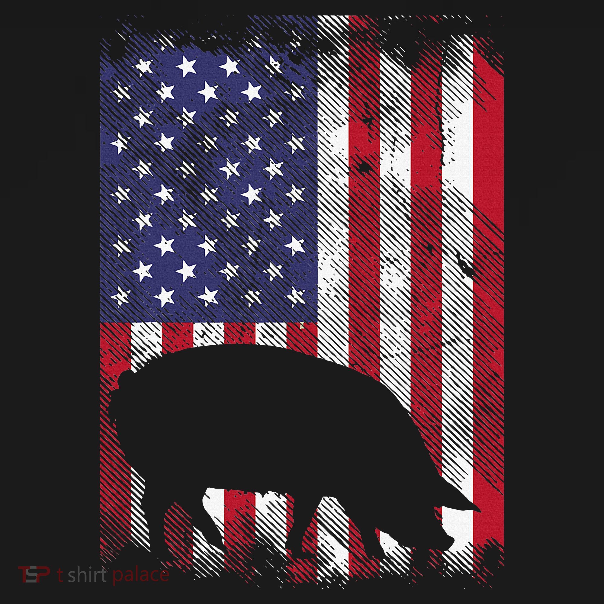 American Flag Pig Vintage Farm Animal Patriotic Farmer Gift T-Shirt