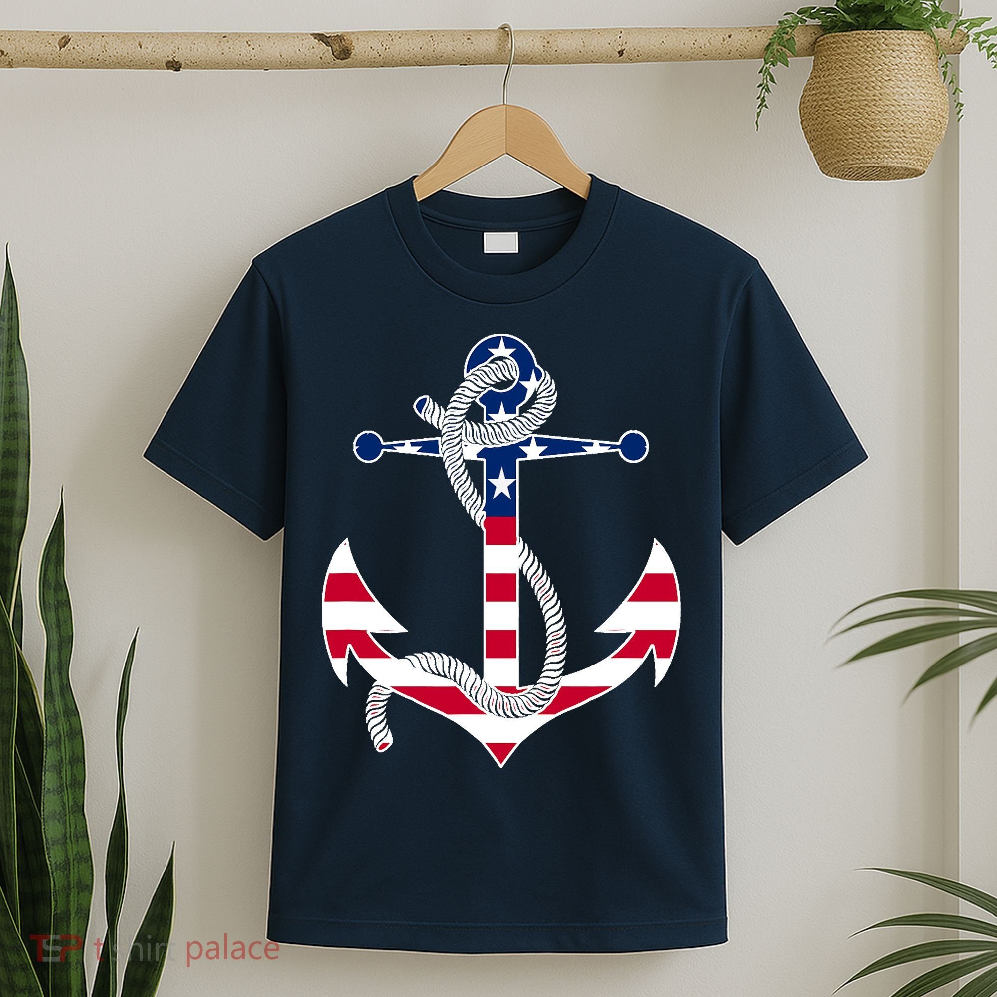 American Flag Patriotic Anchor - Memorial Day 4th Of July T-Shirt