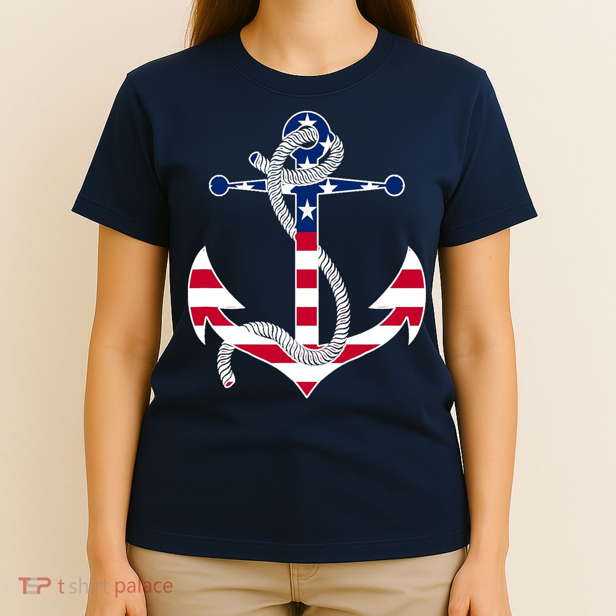 American Flag Patriotic Anchor - Memorial Day 4th Of July T-Shirt